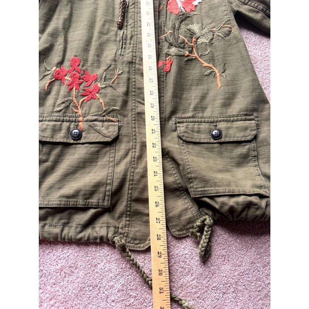 Anthropologie Hei Hei Utility Jacket XS Olive Green Floral Embroidered Boho Fall - Picture 10 of 13